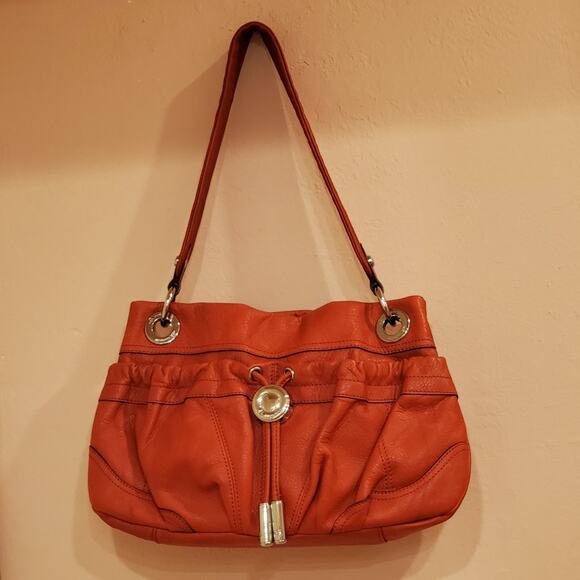 B. Makowsky Red leather Satchel Purse Bag - Picture 1 of 8